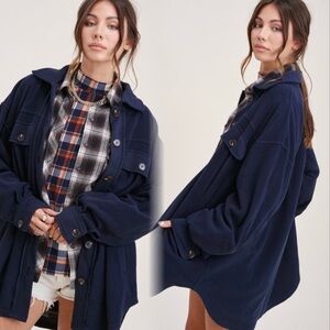 Women's Navy Blue Fleece Jacket